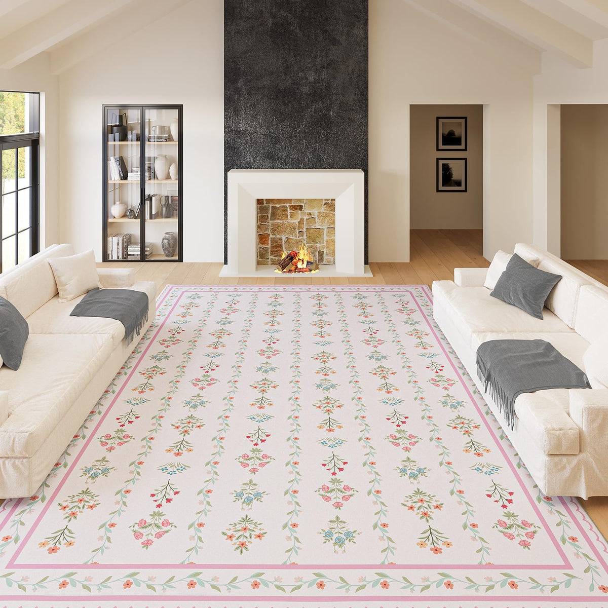 9x12 Large Shaggy Non-Slip Tie-Dyed Area Rugs for Living Room Grey