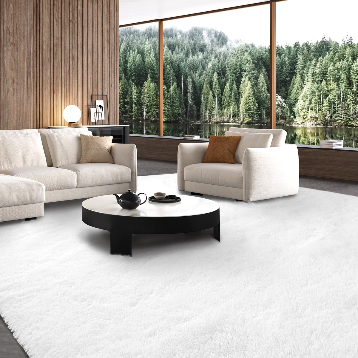 Grey Shag Rug for Living Room 6x9 - Soft Fluffy Plush Area Carpet