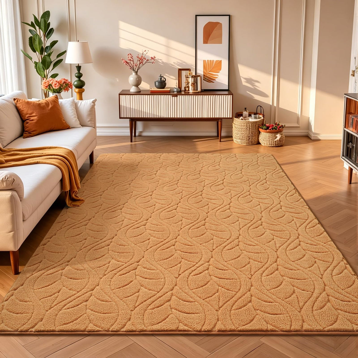 5x7 Black Fluffy Shag Area Rug for Living Room Bedroom