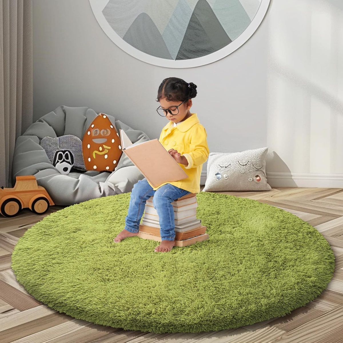 8x10 Area Rugs for Living Room,Cream Large Shaggy Carpet Plush Furry Rug