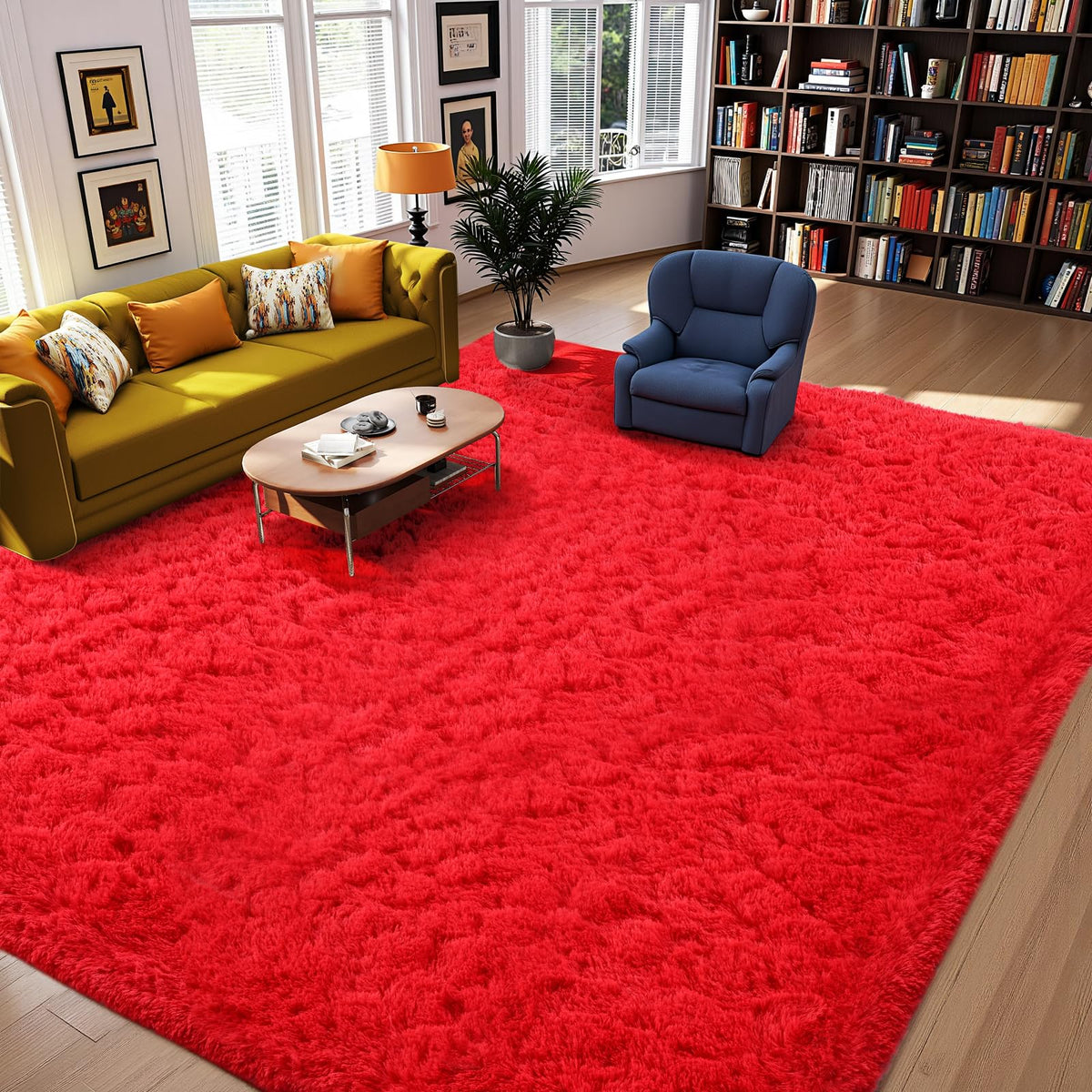 Orange 8x10 Area Rugs for Living Room Bedroom, Soft Plush Fluffy Large Rug
