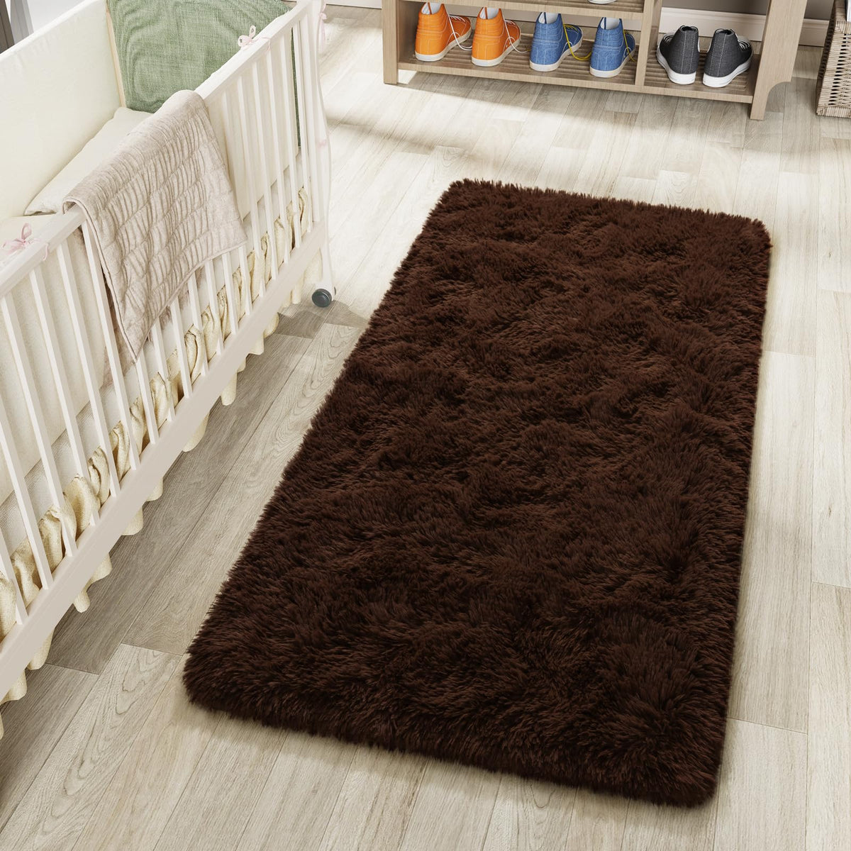 LOCHAS Area Rugs Fluffy Living Room Carpets for Kids Bedroom 6x9, Cream