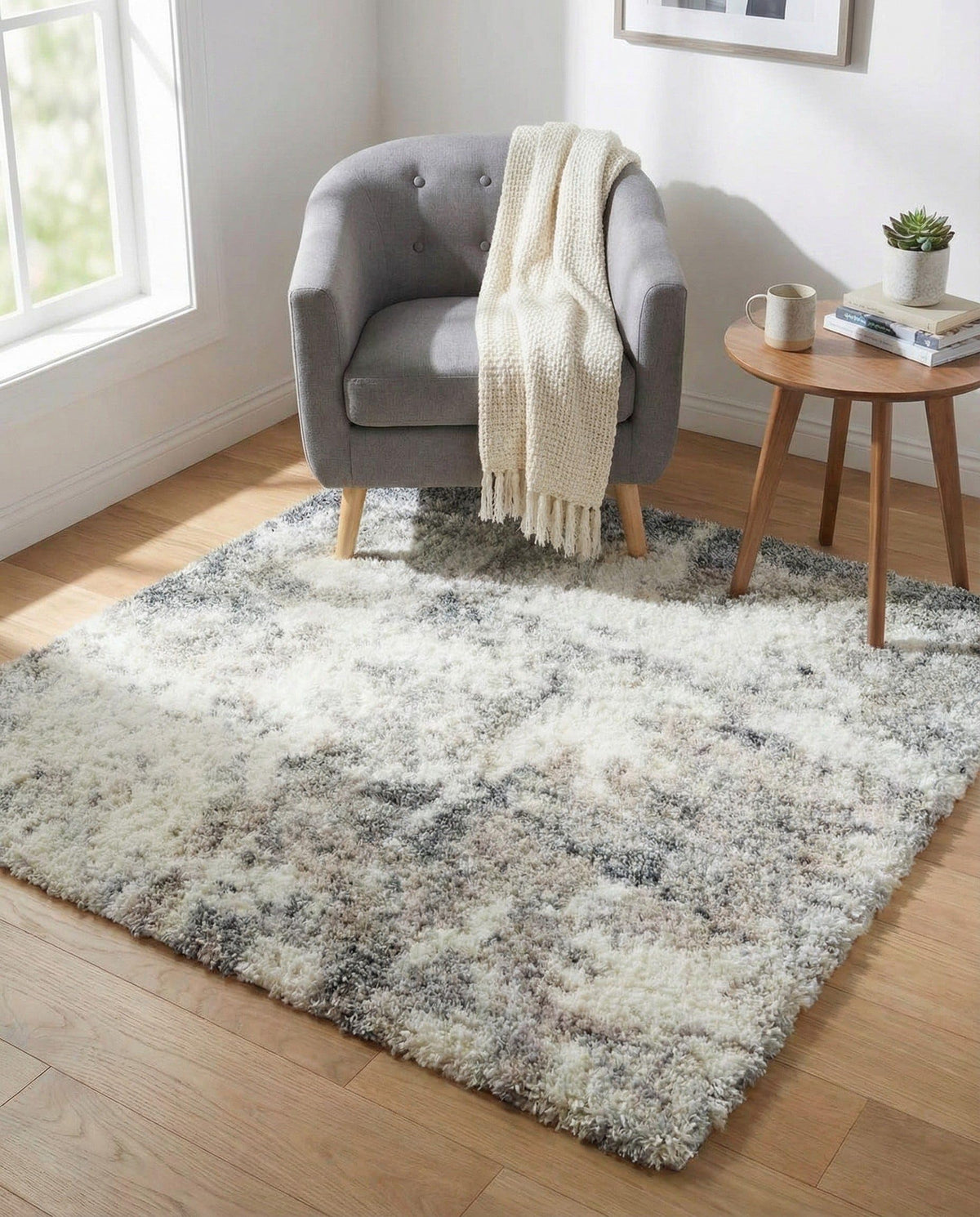 Rugs.com - Soft Touch Shag Rug – 7' 1 x 10' Khaki Shag Rug – Plush Easy-Clean Area Rug, Ideal for Bedrooms, Living Rooms, and Offices