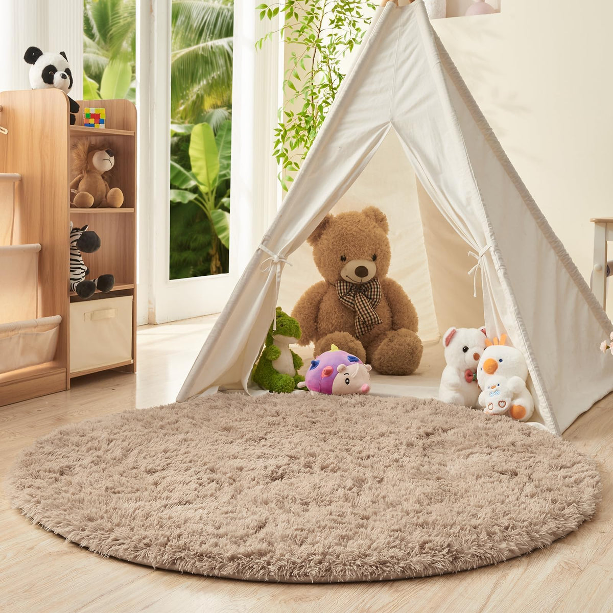 OPPODREAM 5x7 Beige Rugs for Bedroom, Ultra-Soft Fluffy Area Rugs for Living Room, 5 x 7 Shag Carpet for Nursery, Kids, Girl, Boy, Baby, Plush, Fuzzy, Shaggy, Cute Home Decor