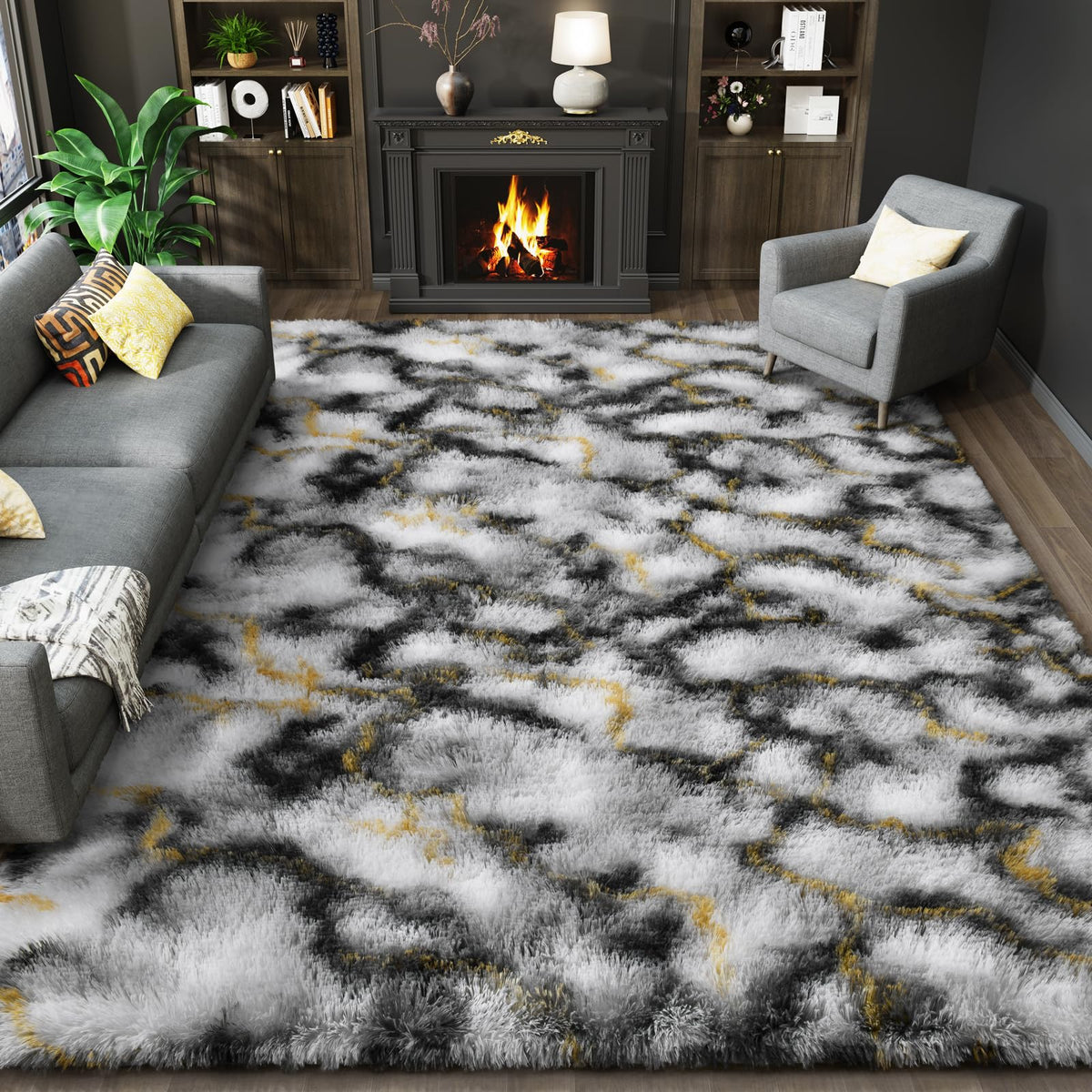 LOCHAS Area Rugs Fluffy Living Room Carpets for Kids Bedroom 6x9, Cream