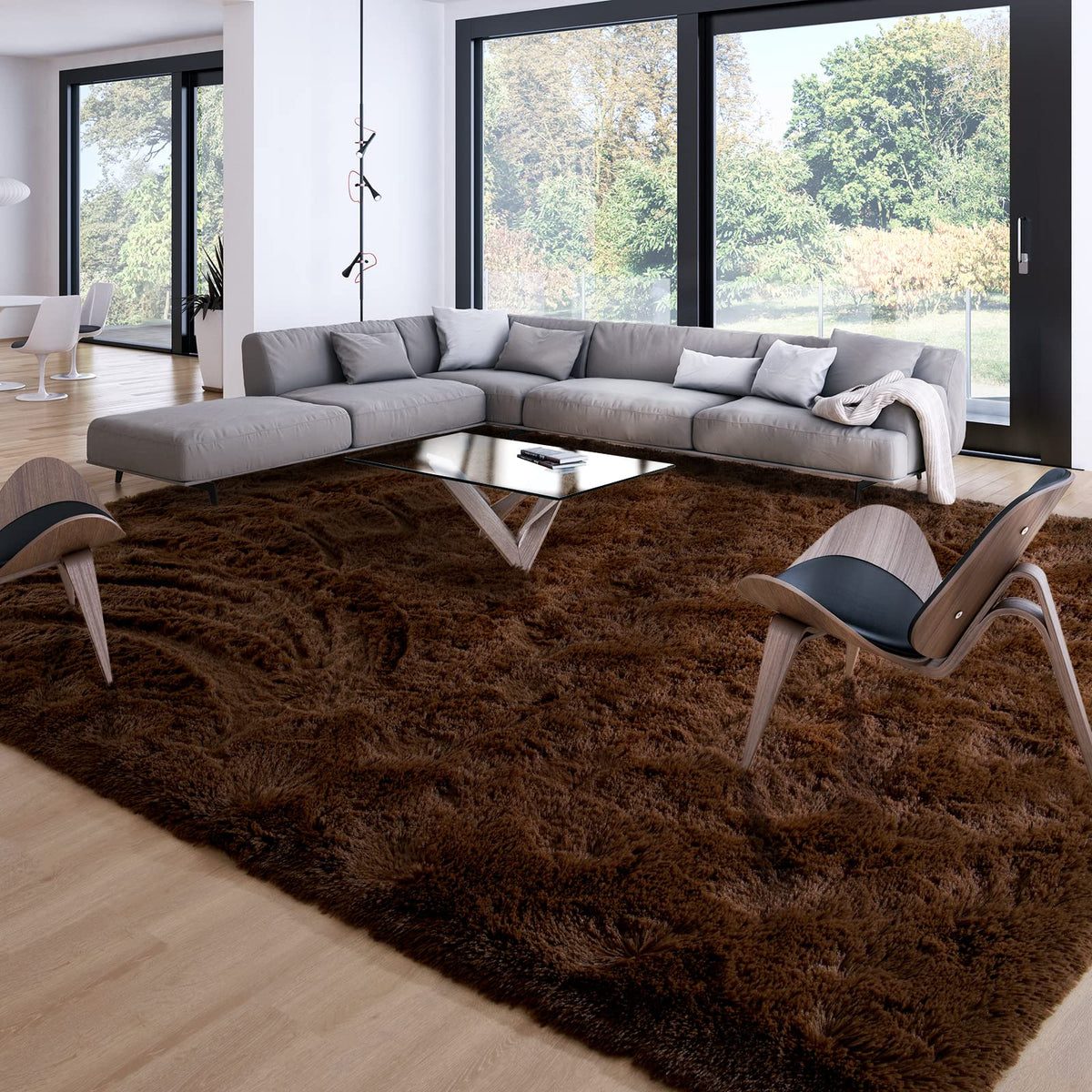 Merelax Soft Modern Indoor Large Shaggy Rug for Livingroom Bedroom Dorm Kids Room Home Decor, Non-Slip Plush Fluffy Furry Fur Area Rugs Comfy Nursery Accent Floor Carpet 9x12 Feet, Black