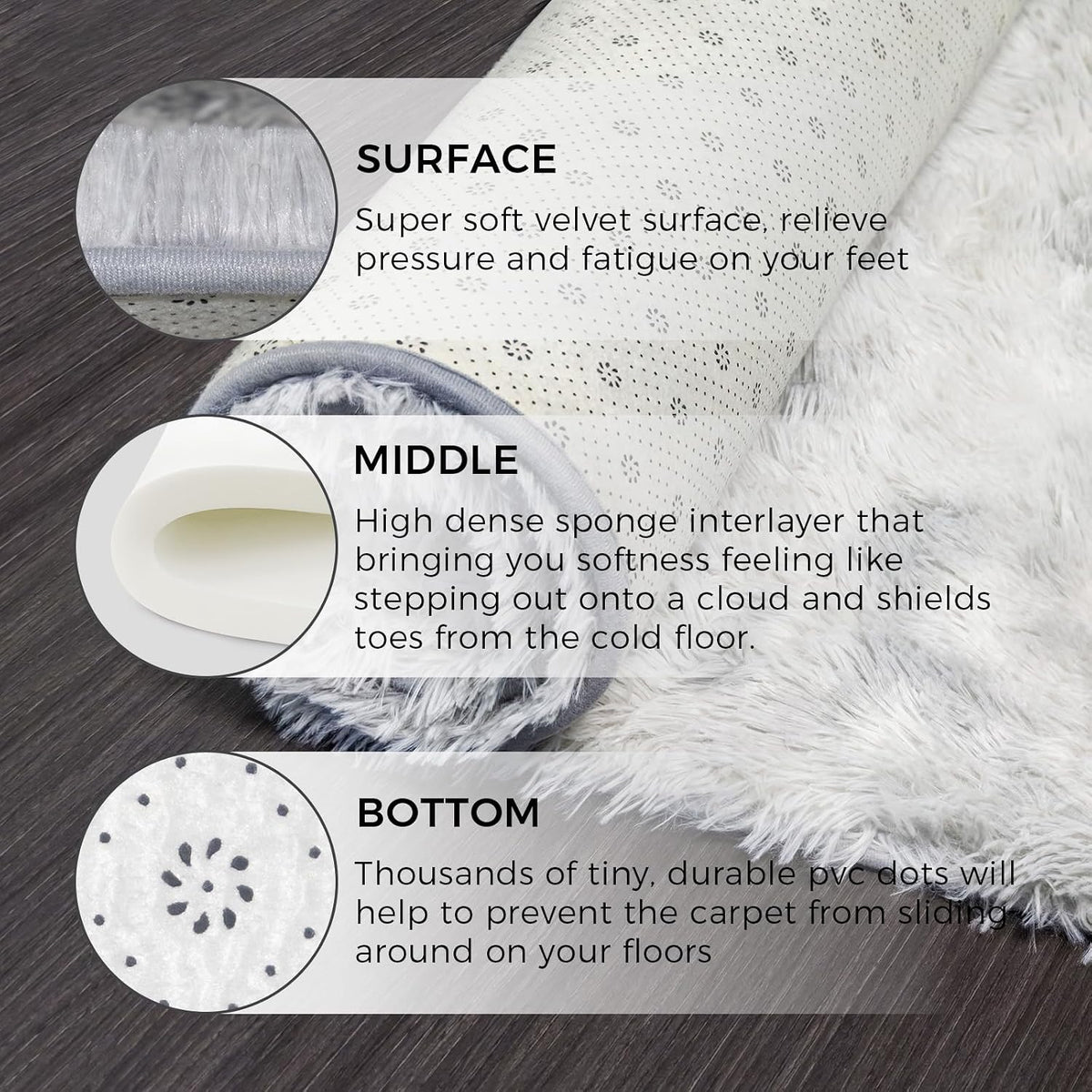 9x12 Large Shaggy Non-Slip Tie-Dyed Area Rugs for Living Room Grey