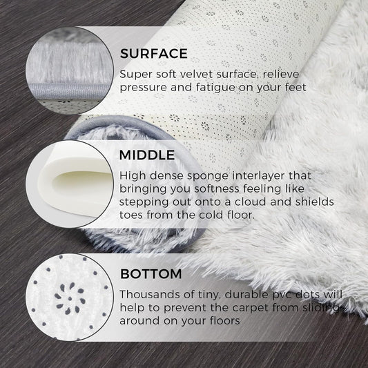 9x12 Large Shaggy Non-Slip Tie-Dyed Area Rugs for Living Room Grey