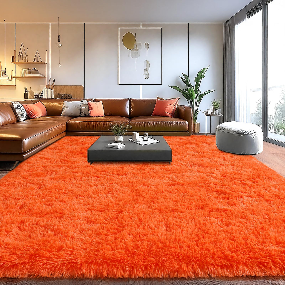 8x10Ft Soft Shaggy for Living Room, High Pile Fluffy Rugs Blush Area Rug