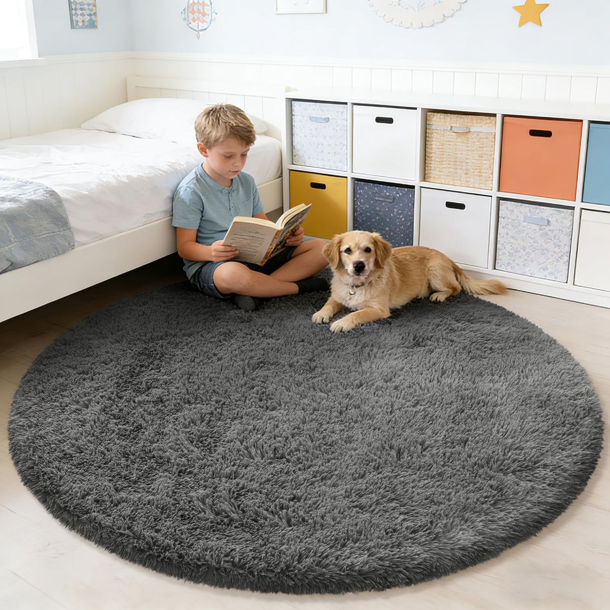 8x10 Fluffy Area Rugs for Living Room,Geometric Shag Area Rug for Bedroom