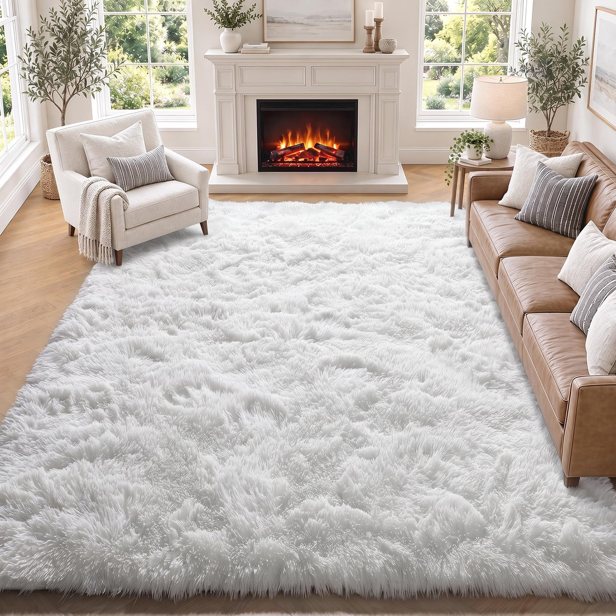 Light Pink Fluffy Round Rug Circle Area Rugs 4ft for Girls Kids Bedroom