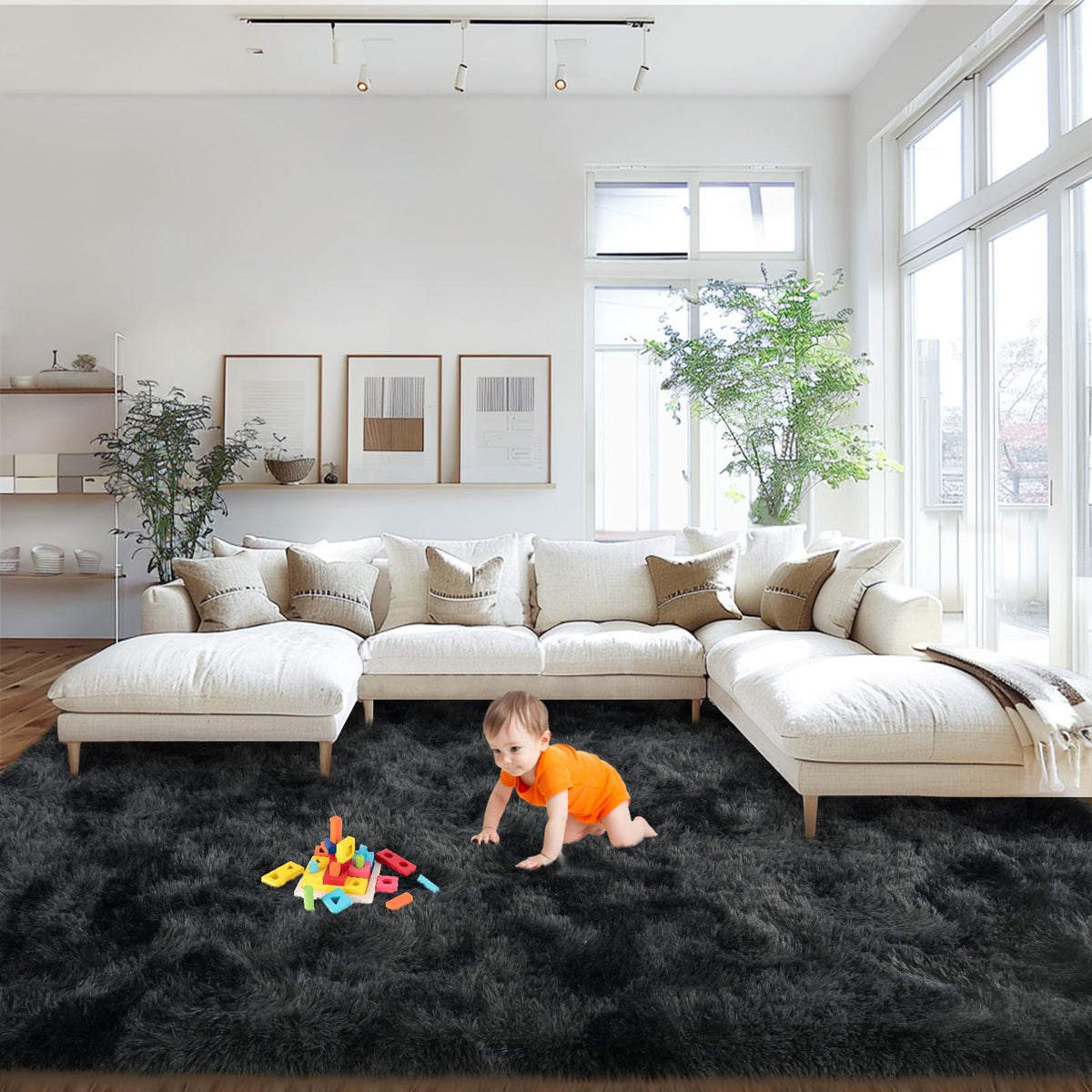 Mugorn 8x10 Area Rugs for Living Room, Large Fluffy Cream White Rugs