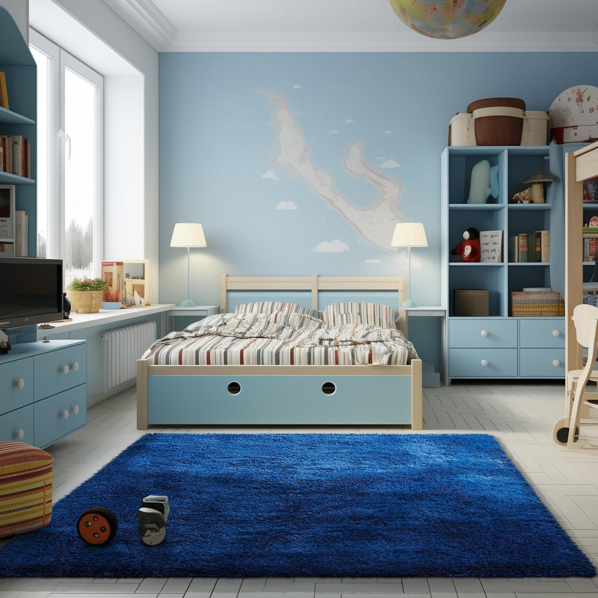 Ophanie 8x10 Area Rugs for Living Room, Washable Non-Slip Fluffy Soft Large Shag Bedroom Carpet, Ivory Big Indoor Nursery Rug, Carpets for Boy and Girls Room Dorm Decor with Over 99 pcs Pile fibers