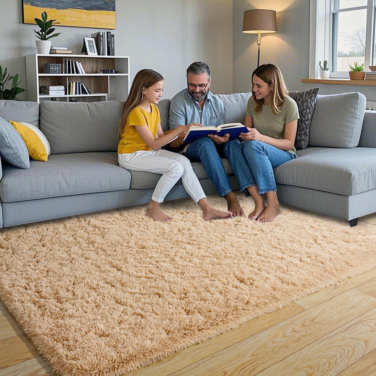 Pionblank 8x10 Rug for Living Room, Fluffy Large Area Rug, Cream White