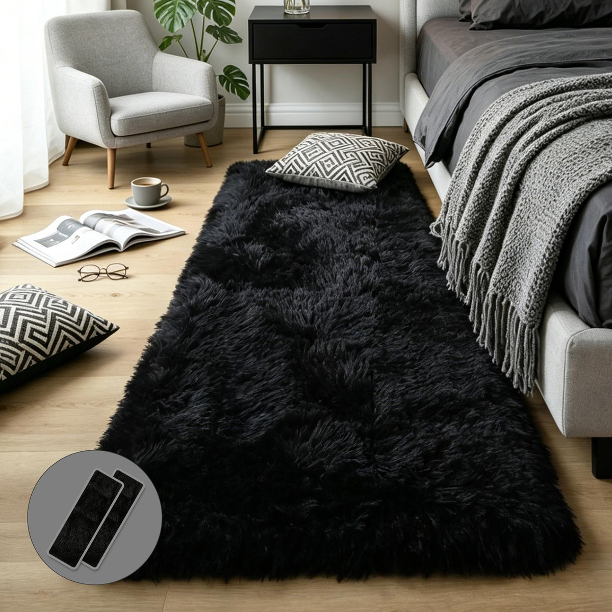 KICHOWUA 4x6 Fluffy Fuzzy Kids Shag Rainbow Rug for Girls Bedroom Playroom