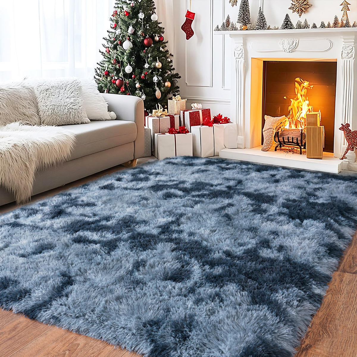 Pionblank 8x10 Rug for Living Room, Fluffy Large Area Rug, Cream White