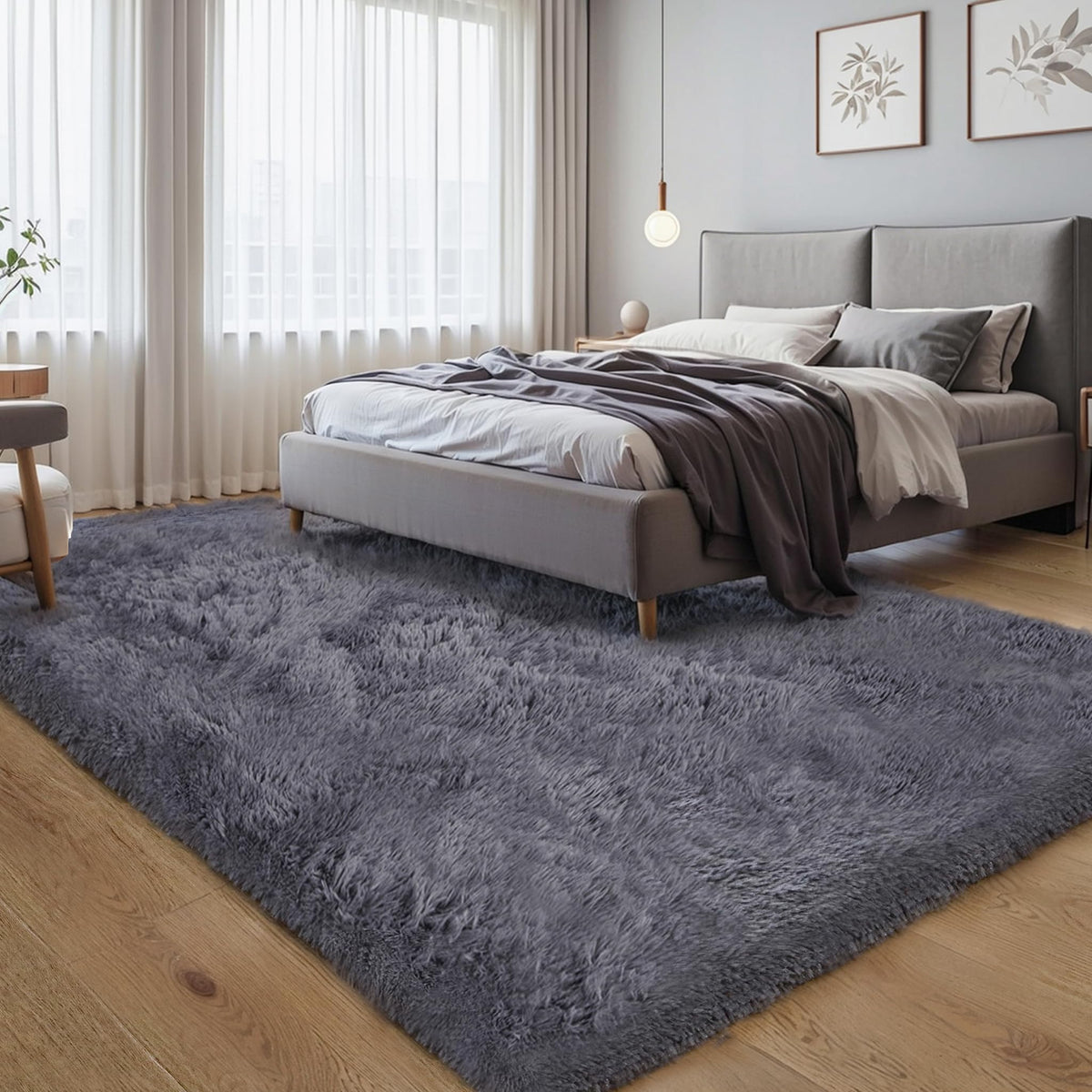 KICHOWUA 4x6 Fluffy Fuzzy Kids Shag Rainbow Rug for Girls Bedroom Playroom