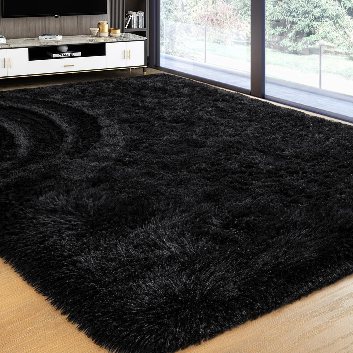 Softlife Dark Purple Area Rug for Bedroom, Fluffy Shag Plush 3x5 Rugs for Living Room Girls, Shaggy Throw Soft Fuzzy Small Kids Carpet for Dorm Bedside Ultra Cozy Non-Slip Indoor Decor