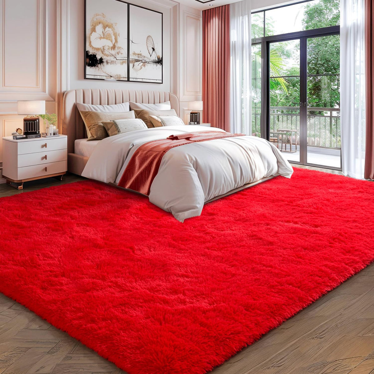 EVOIONOS Pink Round Rug for Bedroom, 4x4 Ft Fluffy Soft Circle Area Rugs for Living Room, Plush Shaggy Circular Carpet for Indoor Floor Bedside Girls Nursery, Machine-Washable Home Decor Aesthetic