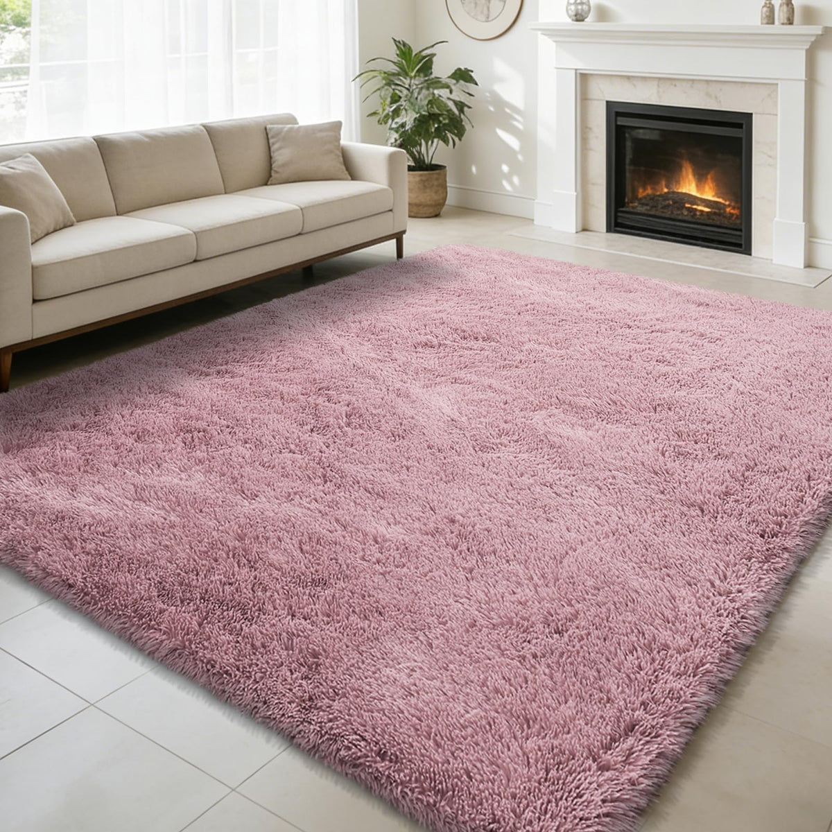 8x10 Fluffy Area Rugs for Living Room,Geometric Shag Area Rug for Bedroom