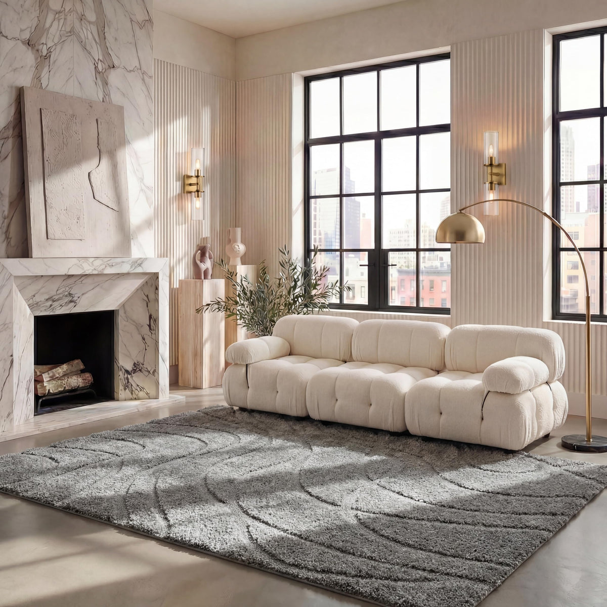SAFAVIEH Florida Shag Rug 6'x9', Soft Plush Modern Cream & Beige SG471-1113