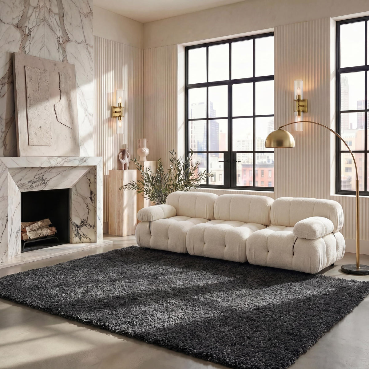 SAFAVIEH August Shag Rug 8'x10', Soft Plush Modern Ivory AUG900C