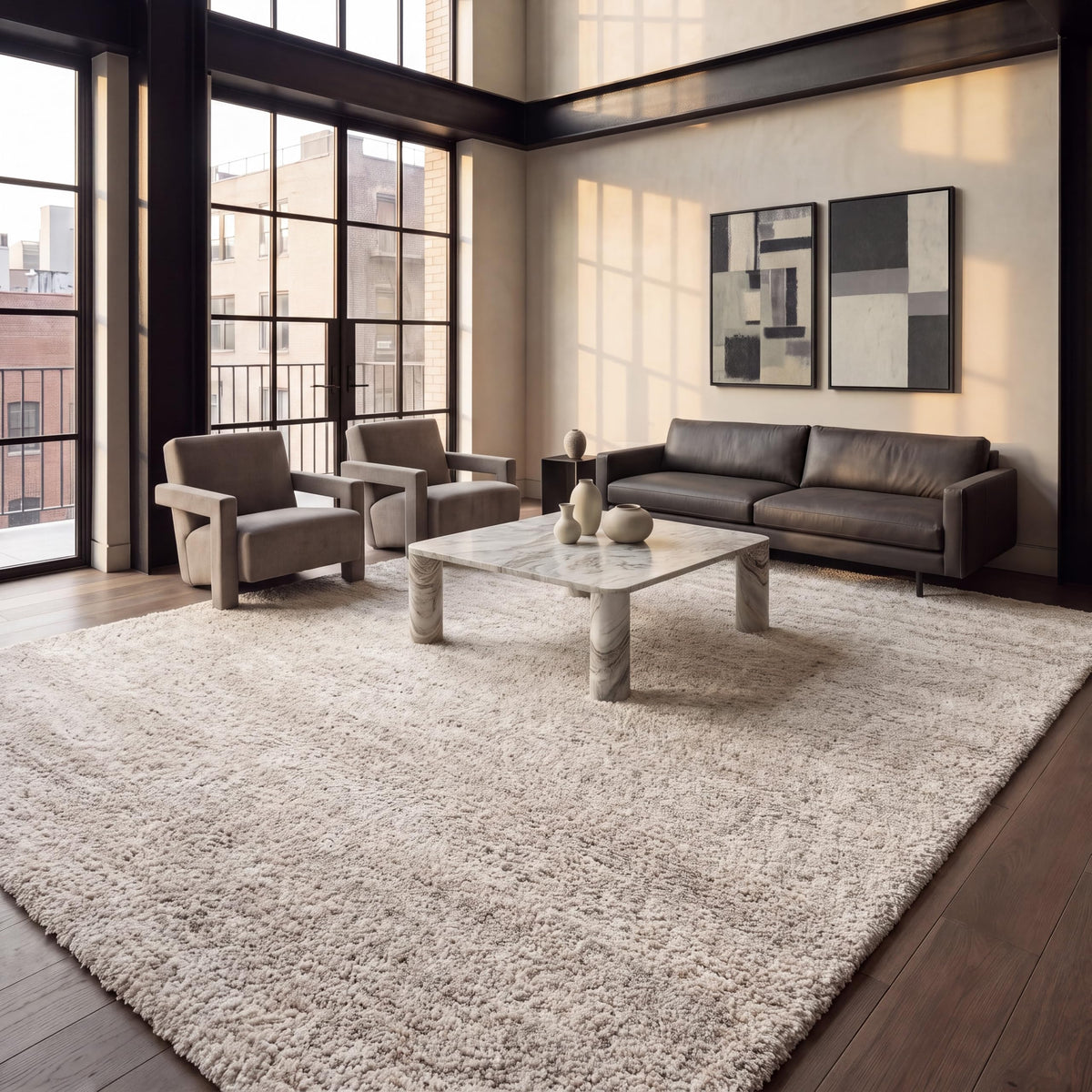 SAFAVIEH Hudson Shag Rug 10x14, Plush X-Large Ivory & Grey SGH295B
