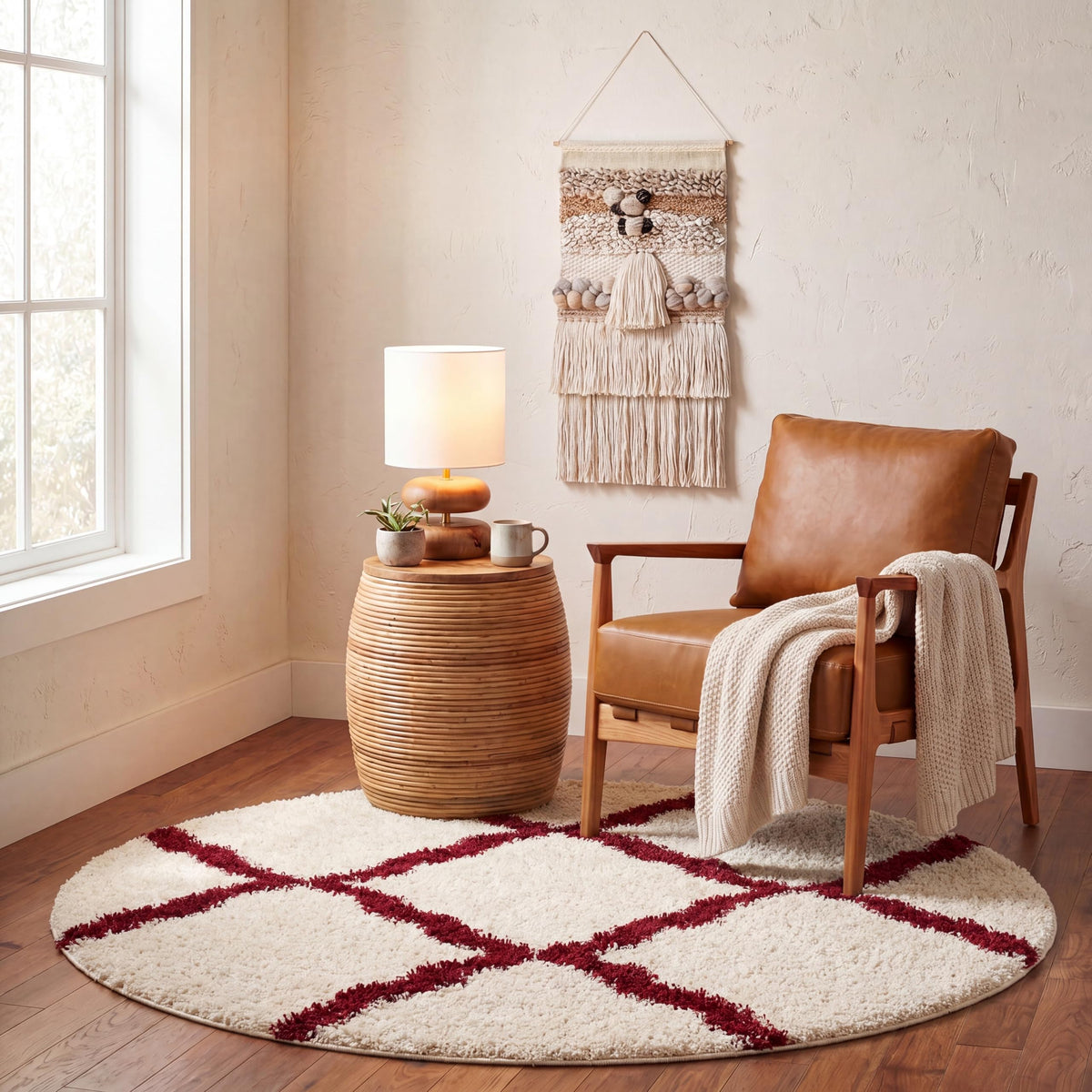 SAFAVIEH Dallas Shag Collection 8' x 10' Beige/Ivory SGD257D Trellis Non-Shedding Living Room Bedroom Dining Room Entryway Plush 1.5-inch Thick Area Rug