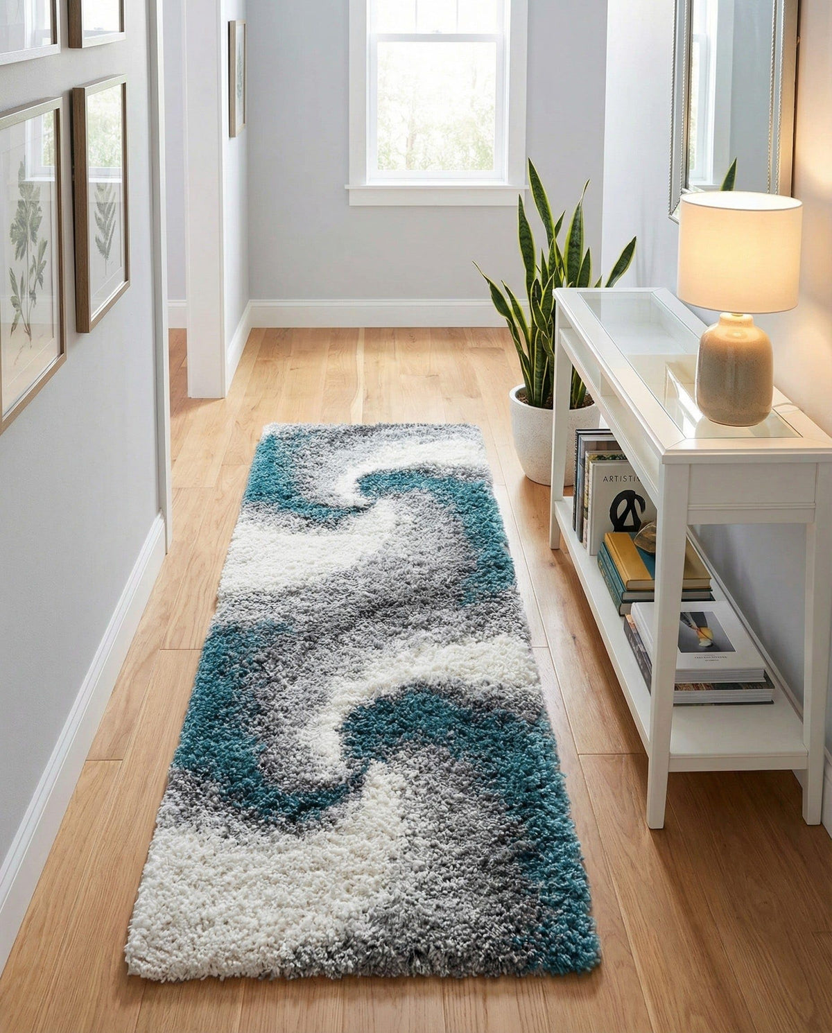Rugs.com - Soft Touch Shag Rug – 4' 1 x 6' 1 Khaki Shag Rug – Plush Abstract Design for Bedrooms, Living Rooms, and Home Offices