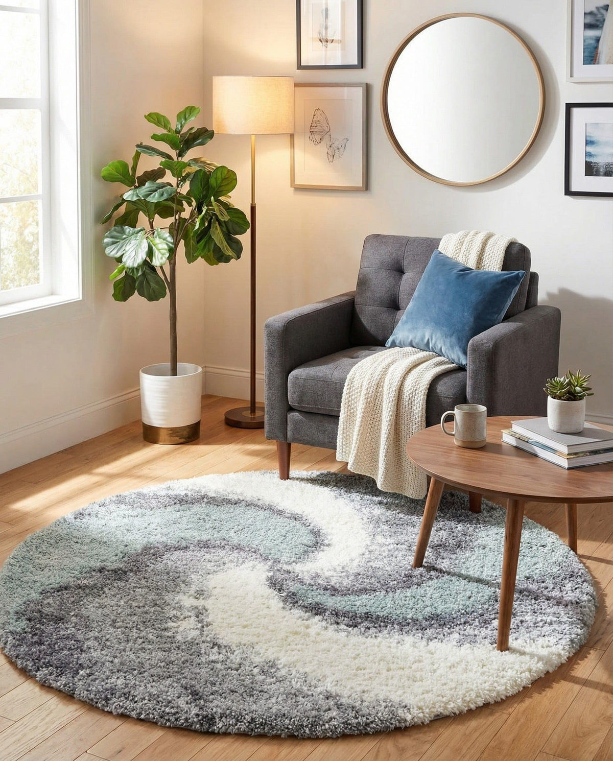 Rugs.com - Soft Touch Shag Rug – 4' 1 x 6' 1 Khaki Shag Rug – Plush Abstract Design for Bedrooms, Living Rooms, and Home Offices