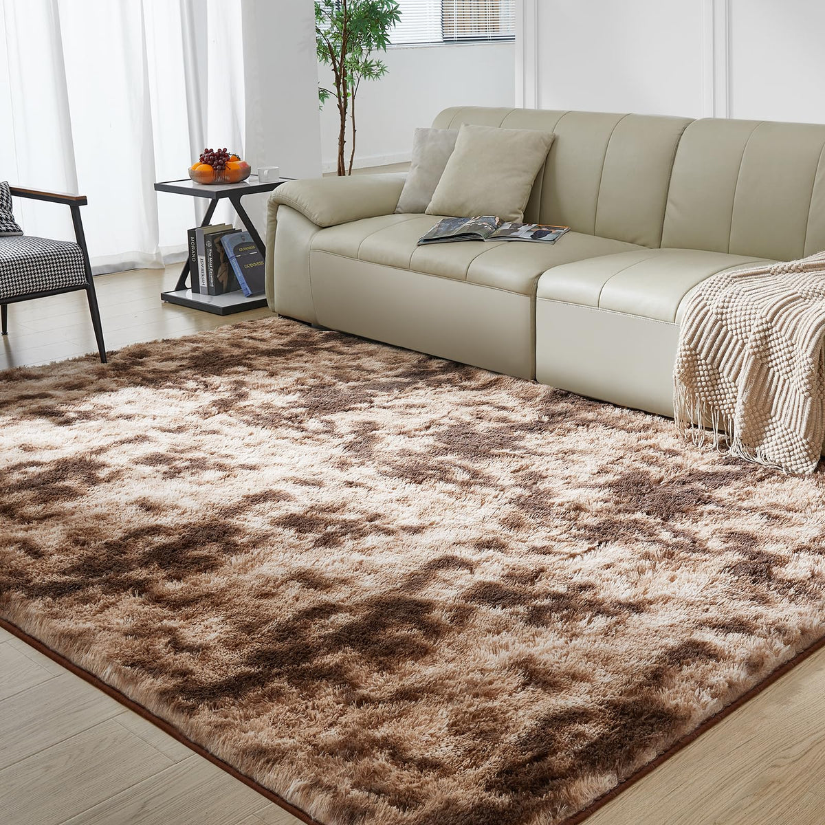 Ultra Soft Rug for Living Room, 8X10 Fluffy Shag Area Rug for Bedroom, Modern Shaggy Carpets Fuzzy Rug for Teens Dorm Nursery Home Decor Aesthetic, Upgrade Anti-Skid Durable, Cream White