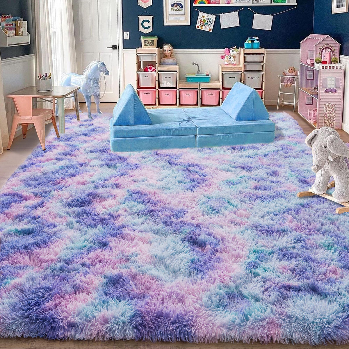 8x10 Area Rugs for Living Room, Ultra Soft Large Shag Black Bedroom Rug Upgrade Non-Slip Plush Modern Fluffy Carpet for Kids Boys Girls Room Home Decor Aesthetic