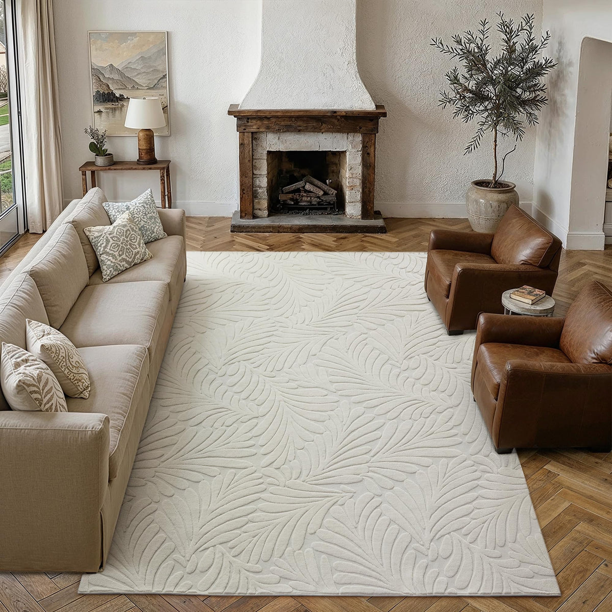 HUGEAR 8x10 White Soft Shag Area Rug Non Slip for Living Room