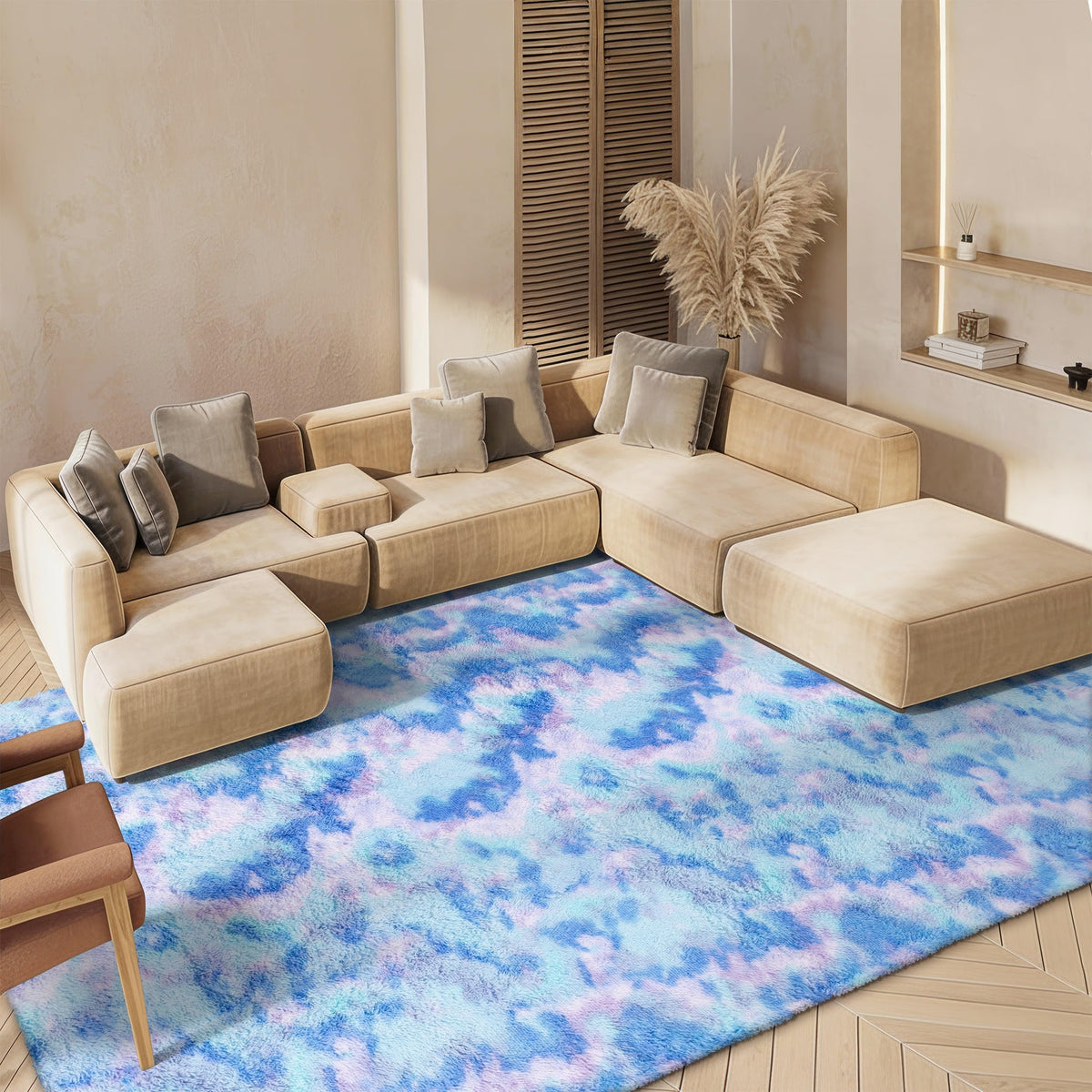SAFAVIEH Rainbow Shag Collection Area Rug - 8' x 10', Light Beige, Slip Resistant, Non-Shedding & Easy Care, 1.6-inch Thick, Ideal for Living Room, Bedroom, Home Office, Dining Space (RBO100A-8)