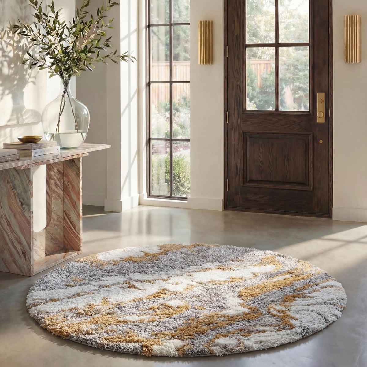 SAFAVIEH Horizon Shag Rug 4'x6', Soft Plush Modern Grey & Blue HZN890G
