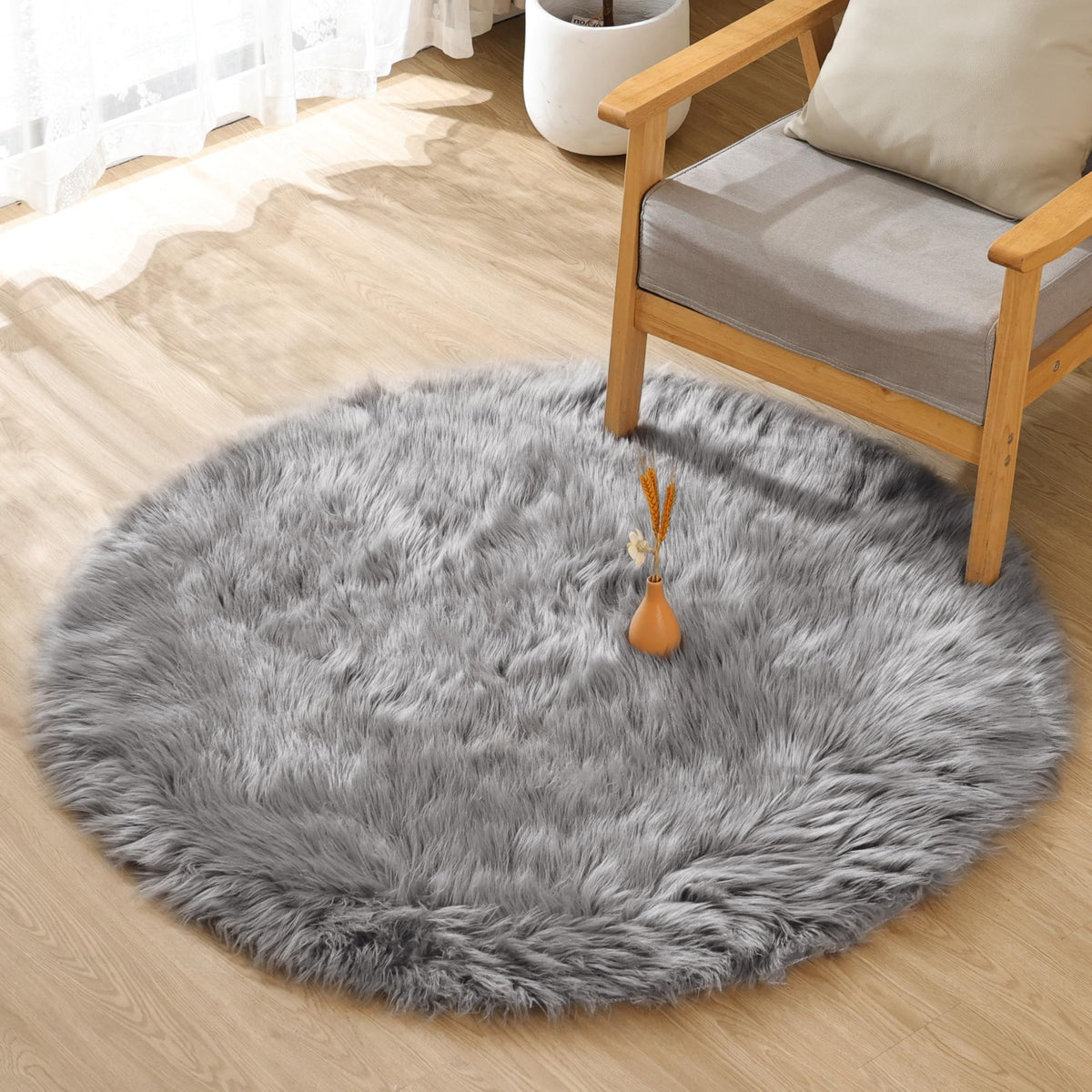 ORINOVA Beige Shag Faux Sheepskin Washable 4X6 Fur Rug for Living Room Bedroom Fluffy Furry Area Rug Rectangle Nursery Decor Rug