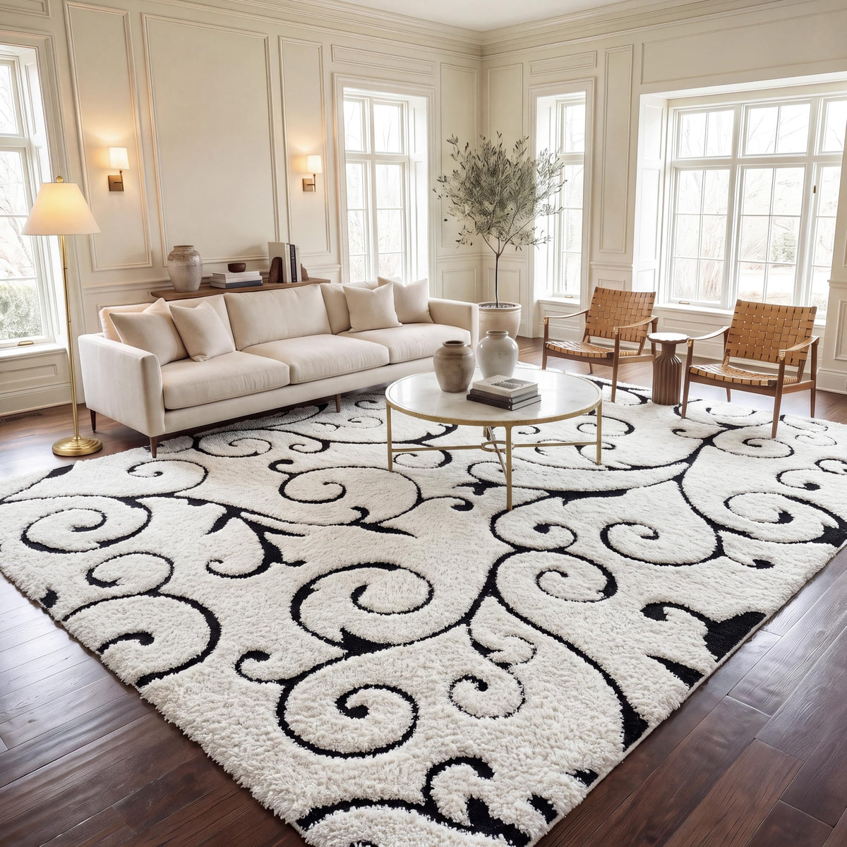 SAFAVIEH Florida Shag Rug 8'x10', Soft Plush Cream & Beige SG455-1113