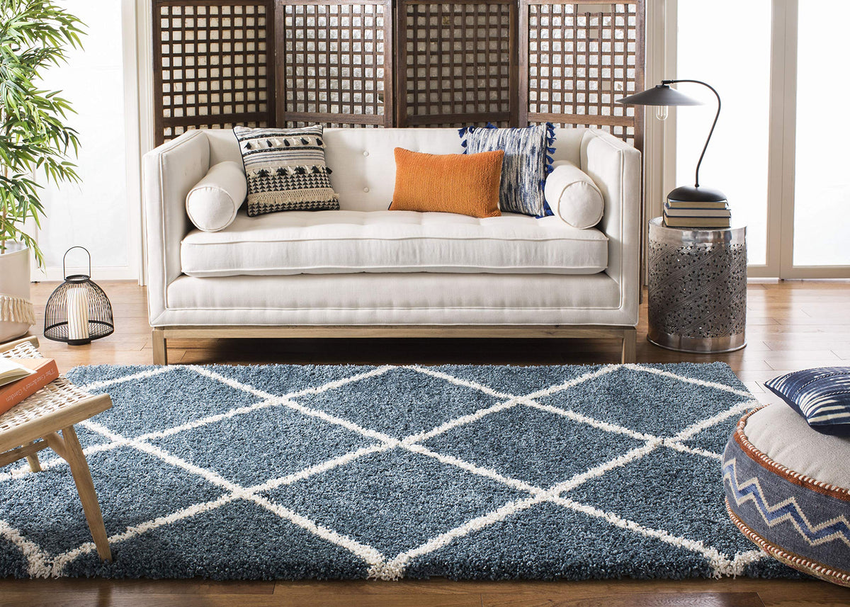 SAFAVIEH Hudson Shag Rug 8'x10', Soft Plush Moroccan Ivory & Beige SGH281D