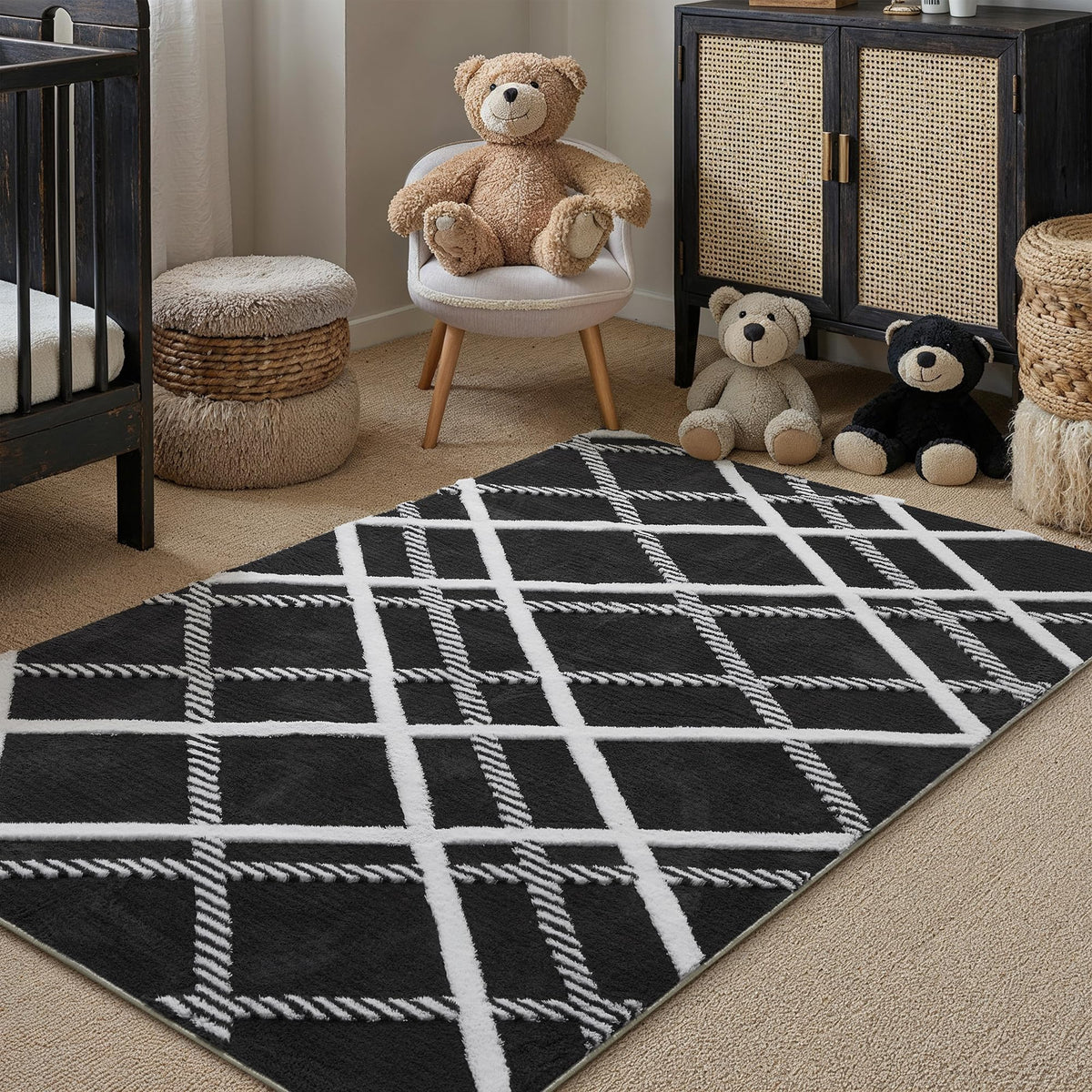HUGEAR 8x10 White Soft Shag Area Rug Non Slip for Living Room