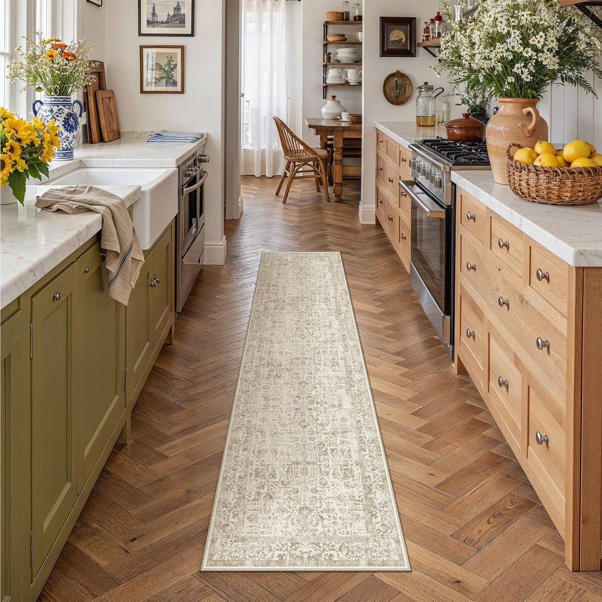 PureCozy Gray Area Rug 8x10 Vintage Floral