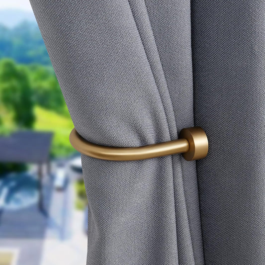 Drapery Holdback,Matte Black Metal Window Curtain Holdback (Warm Gold)
