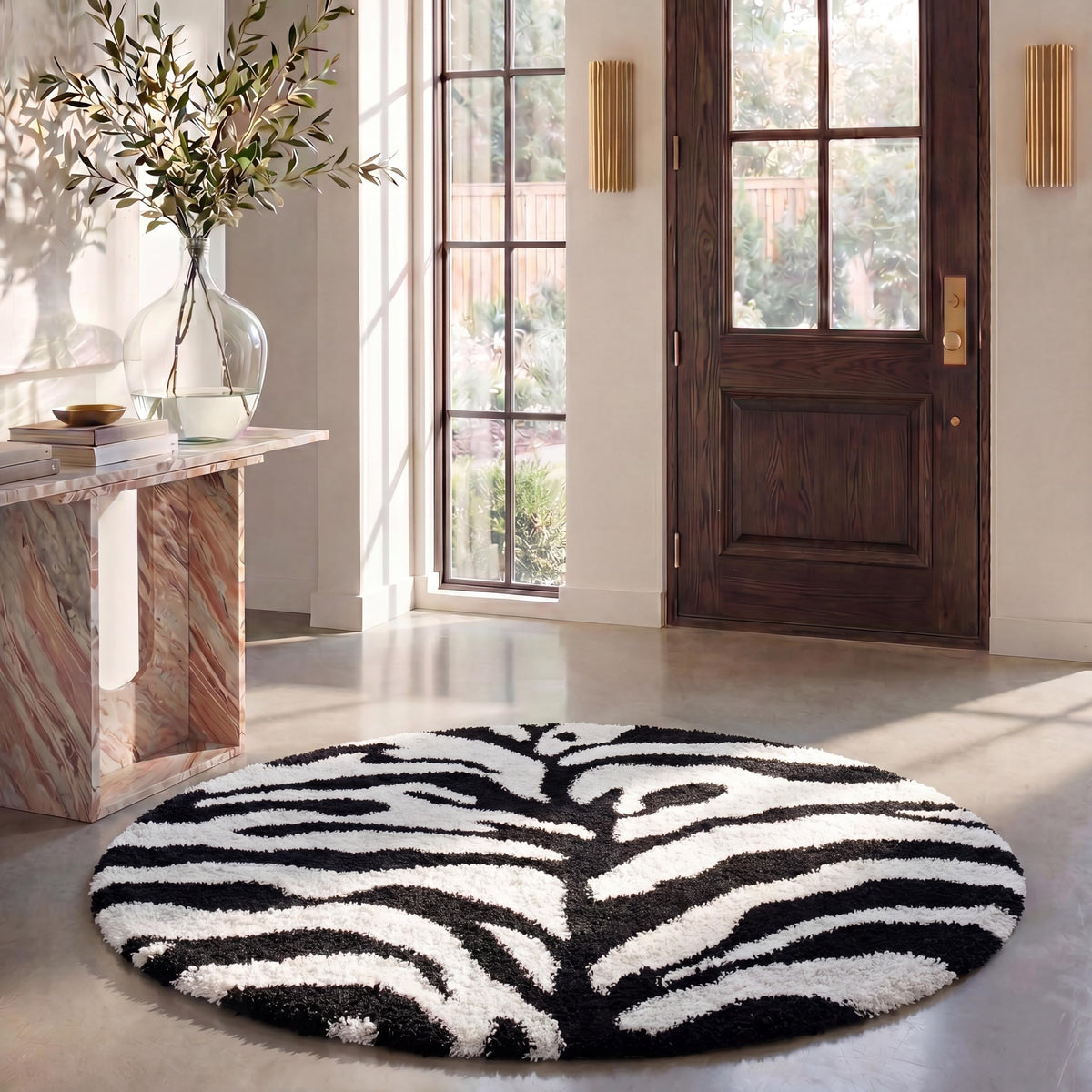 SAFAVIEH Florida Shag Collection Area Rug - 8'6" x 12', Ivory & Black, Zebra Print Design, Non-Shedding & Easy Care, 1.2-inch Thick Ideal for High Traffic Areas in Living Room, Bedroom (SG452-1290)