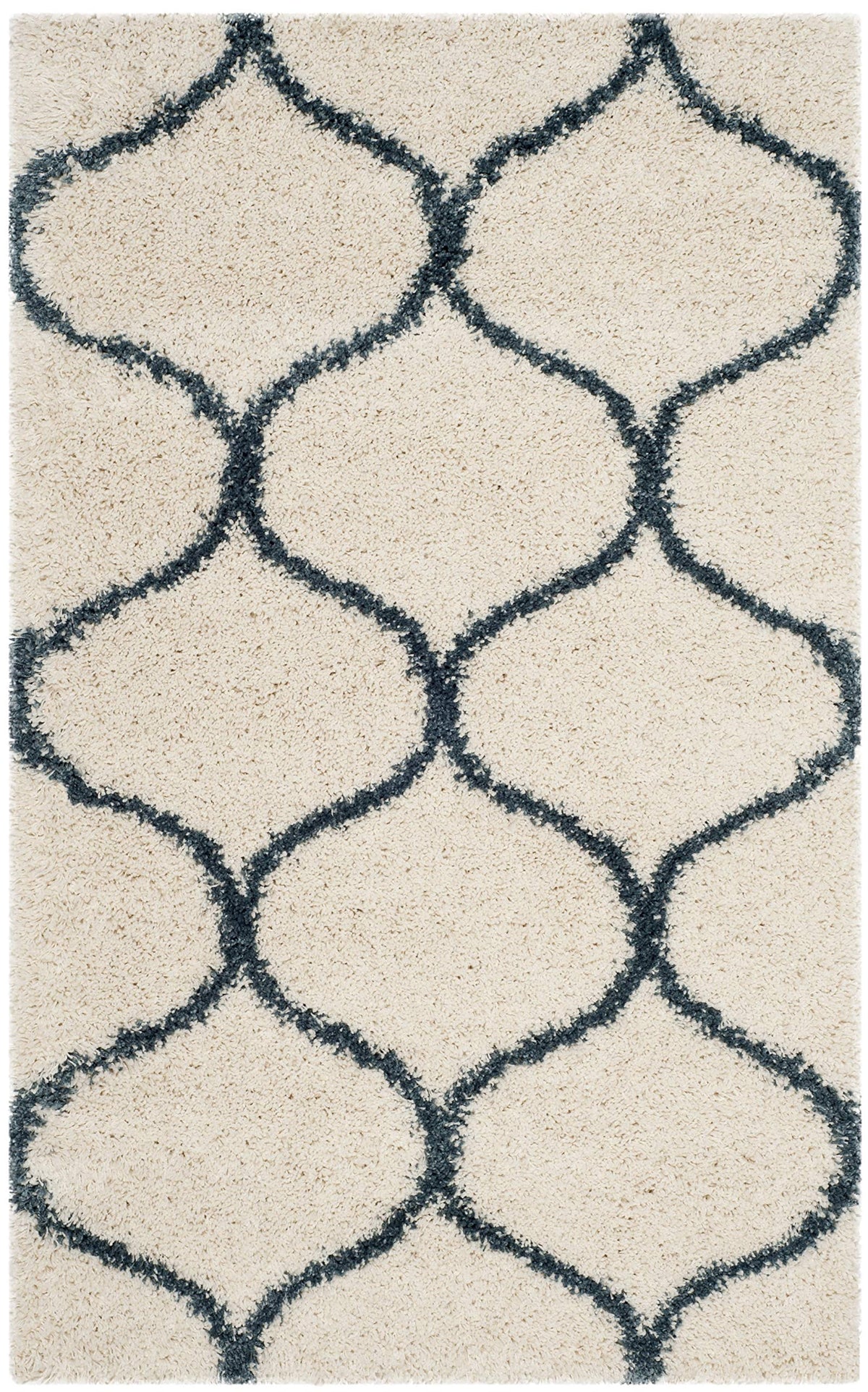 SAFAVIEH Hudson Shag Collection 9' x 12' Grey/Ivory SGH280B Moroccan Ogee Trellis Non-Shedding Living Room Bedroom Dining Room Entryway Plush 2-inch Thick Area Rug