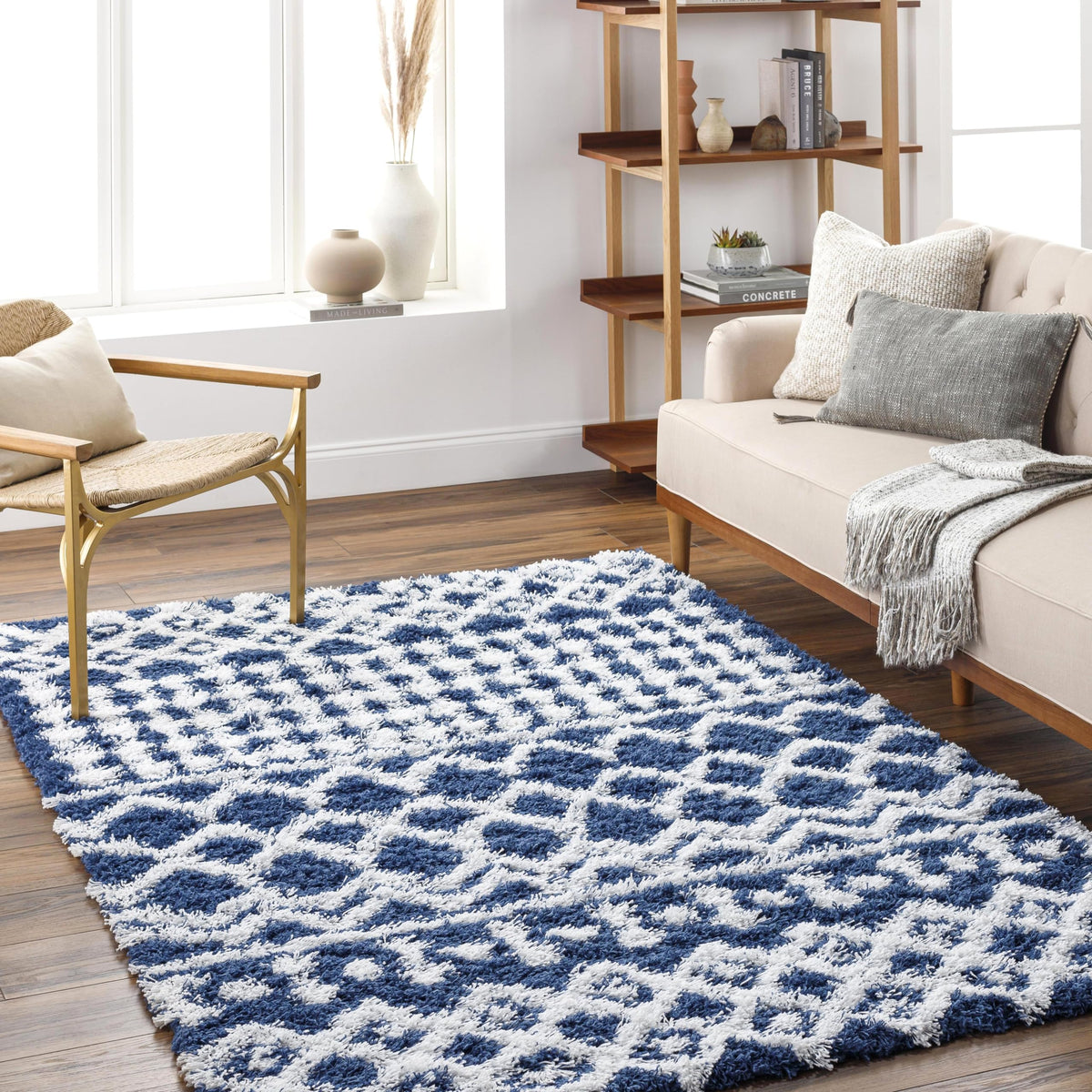 Livabliss Hapsburg Moroccan Shag Area Rug, 5'3" x 7'3", Beige