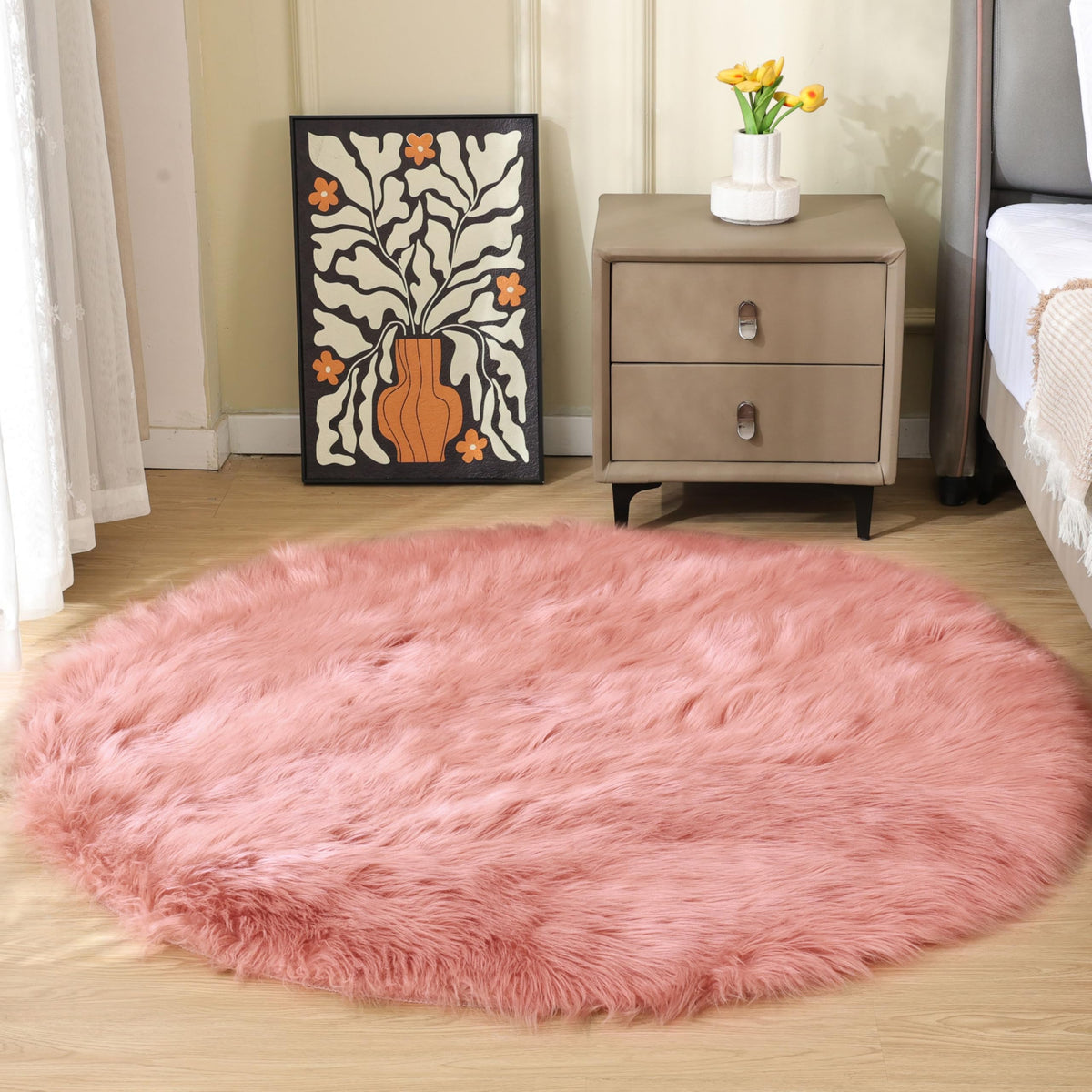 ORINOVA Beige Shag Faux Sheepskin Washable 4X6 Fur Rug for Living Room Bedroom Fluffy Furry Area Rug Rectangle Nursery Decor Rug