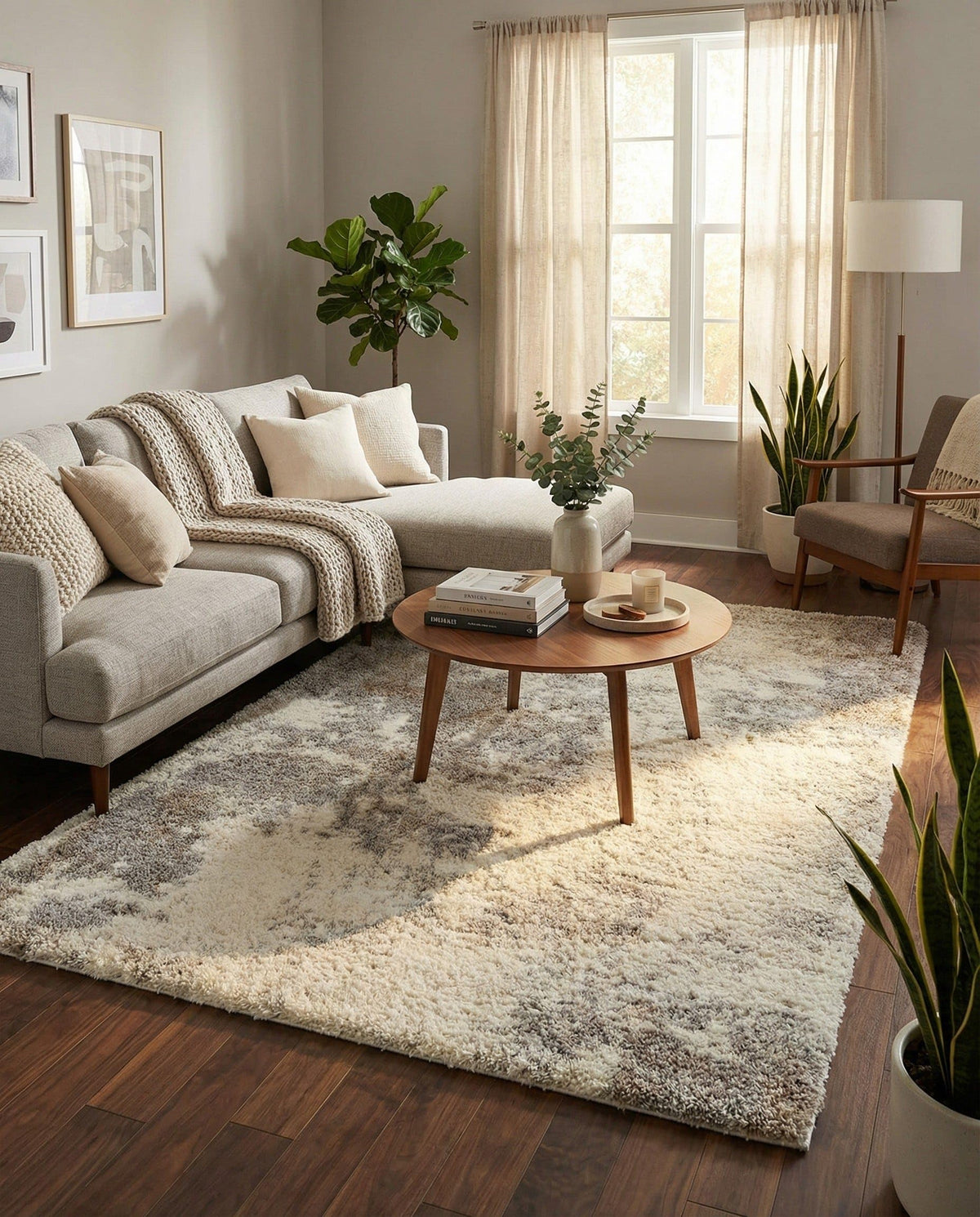 Rugs.com - Soft Touch Shag Rug – 7' 1 x 10' Khaki Shag Rug – Plush Easy-Clean Area Rug, Ideal for Bedrooms, Living Rooms, and Offices