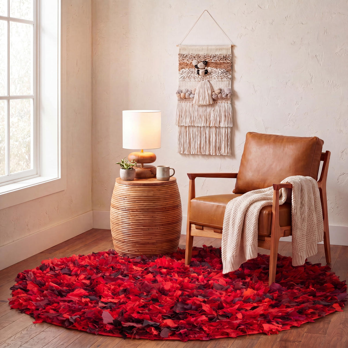 SAFAVIEH Rio Shag Collection Area Rug - 5' x 8', Creme, Handmade Decorative, 3.5-inch Thick Ideal for High Traffic Areas in Living Room, Bedroom (SG951W)