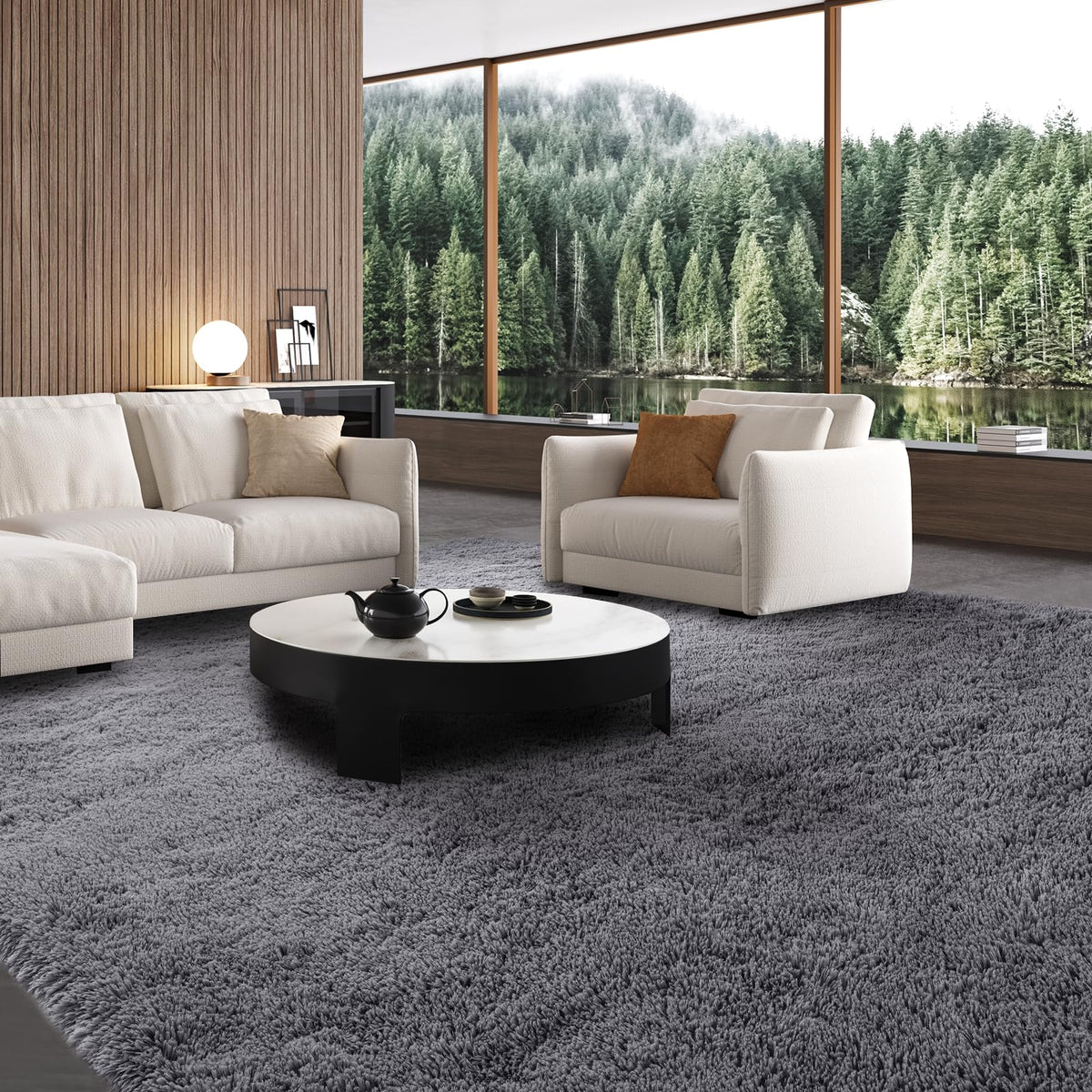CAIYUECS White Fluffy Bedroom Rug 5x7 – Ultra Soft Shag Dorm Decor