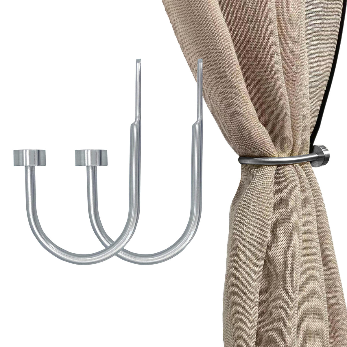 Quality Curtain Holdbacks, Solid Steel Curtain Holdback with Disk Finial,Electroplate Finishes, Set of 2 Window Curtain Tieback Hooks, Warm Gold