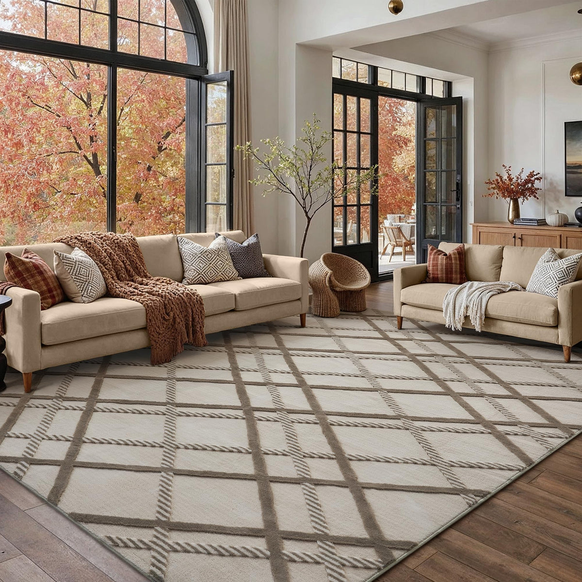 HUGEAR 8x10 White Soft Shag Area Rug Non Slip for Living Room